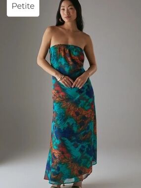 Boohoo-Petite Chiffon Elasticated Back Bandeau Maxi Dress